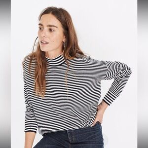 Madewell Stripe-Mix Ashbury Mockneck Sweater